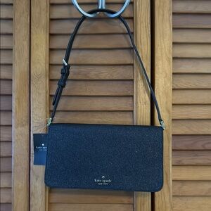 Kate Spade New York Glitter Tinsel Flap Shoulder Bag - Black Sparkle